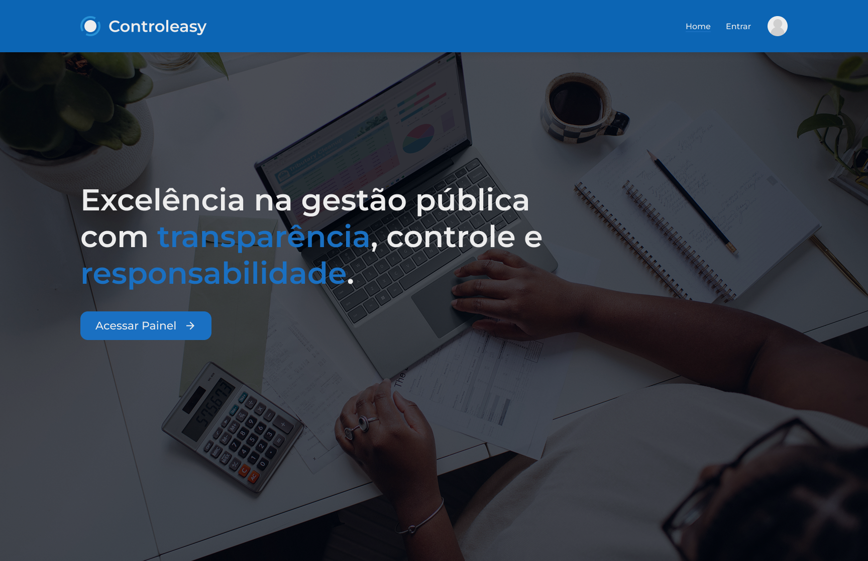 Página inicial do projeto Controleasy